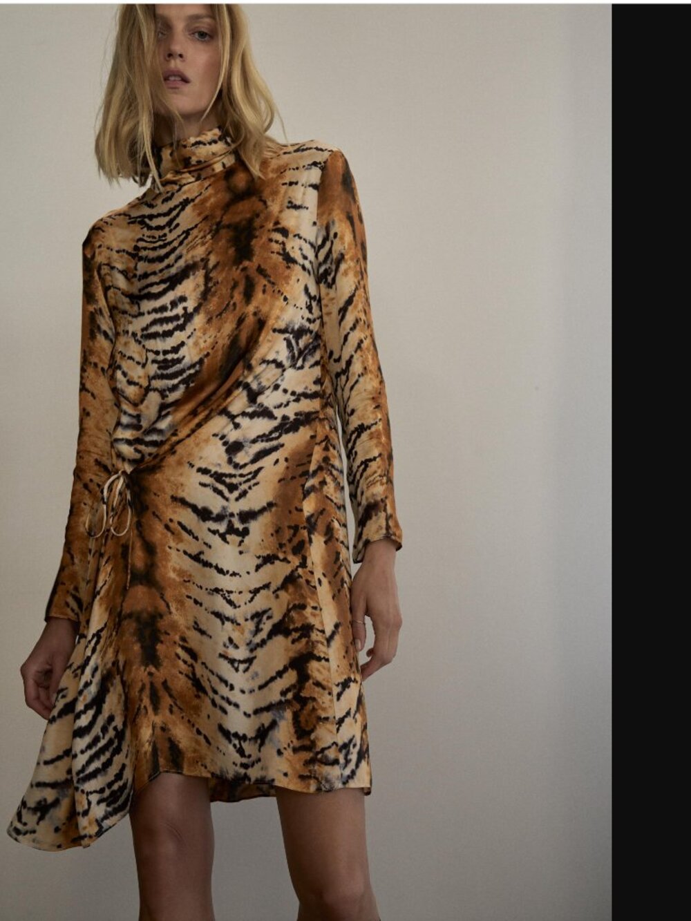 ZARA ZW COLLECTION WOMEN MULTICOLOR  ANIMAL PRINT MINI SATIN DRESS SIZE XS NWT